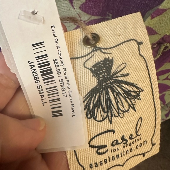 Easel Purple and Green Floral Print Maxi Dress NWT - Picture 11 of 15